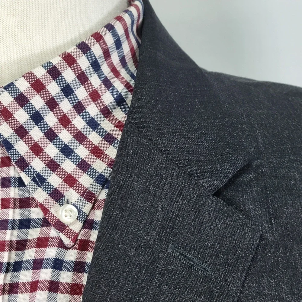 Pronto Uomo Men's Sport‎ Coat Blazer Two Button Charcoal Gray Wool Polyester 42L